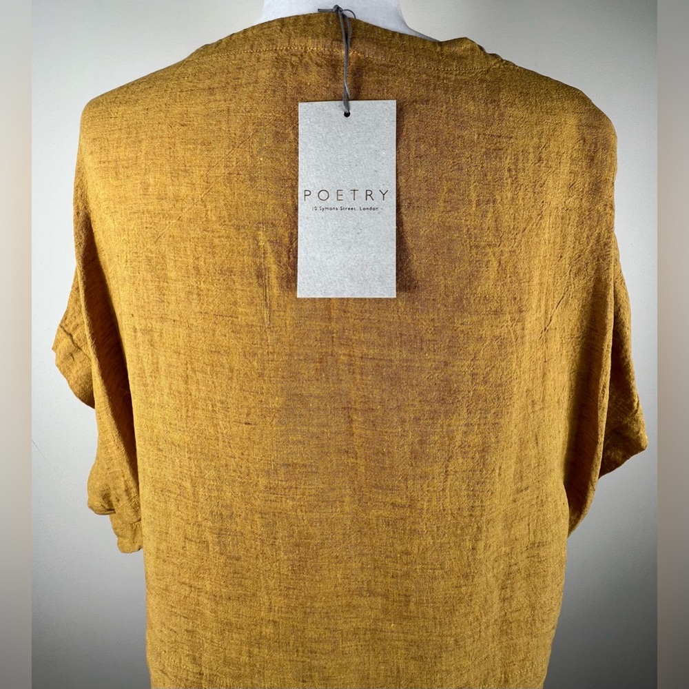 Poetry Fashion Honey Gold Linen Short-Sleeve Tunic Top, Size 8, NWT - Picture 14 of 16